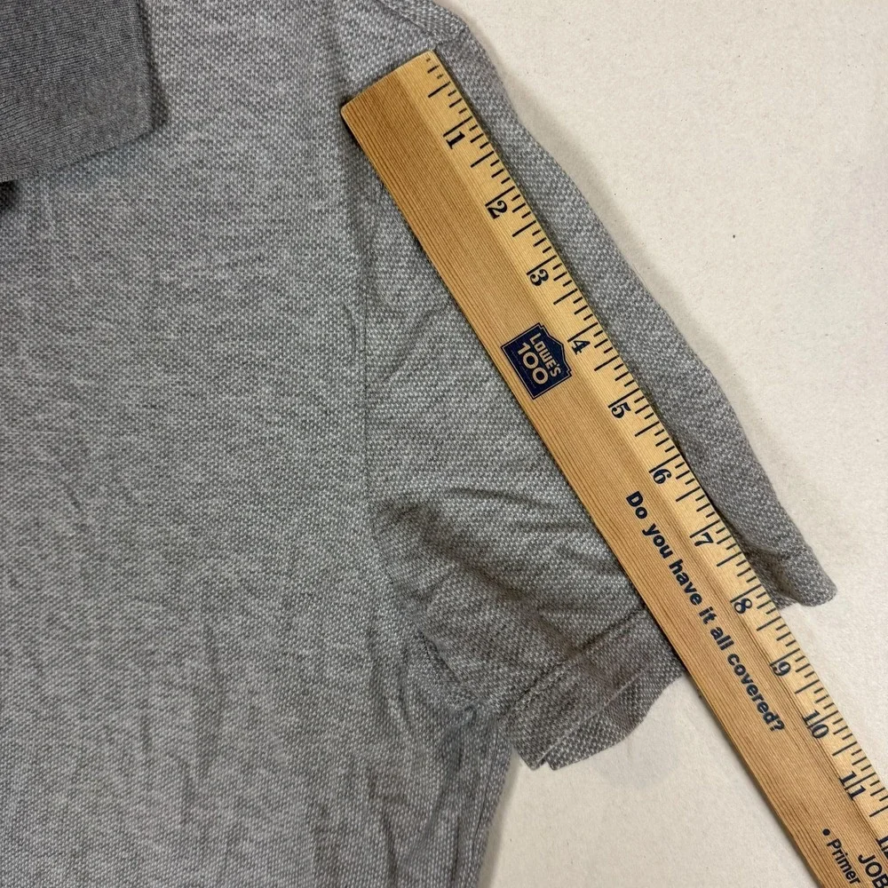Banana Republic Polo Shirt Mens Large Gray Solid Short Sleeve 100% Cotton Knit